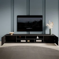 Charo - TV-Meubel - met 2 deuren - Mat zwart - 208 cm