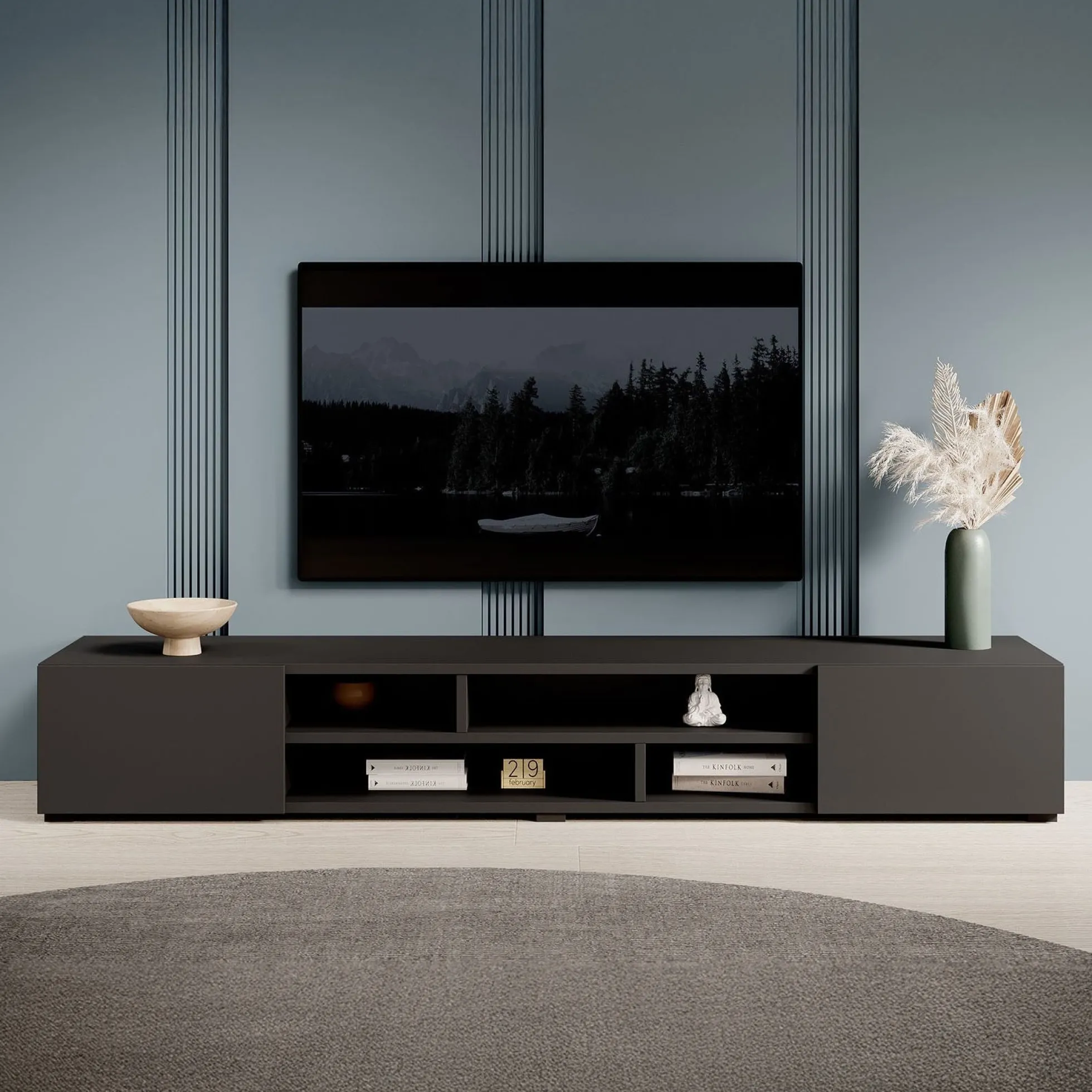 Charo - TV-Meubel - met 2 deuren - Mat zwart - 208 cm