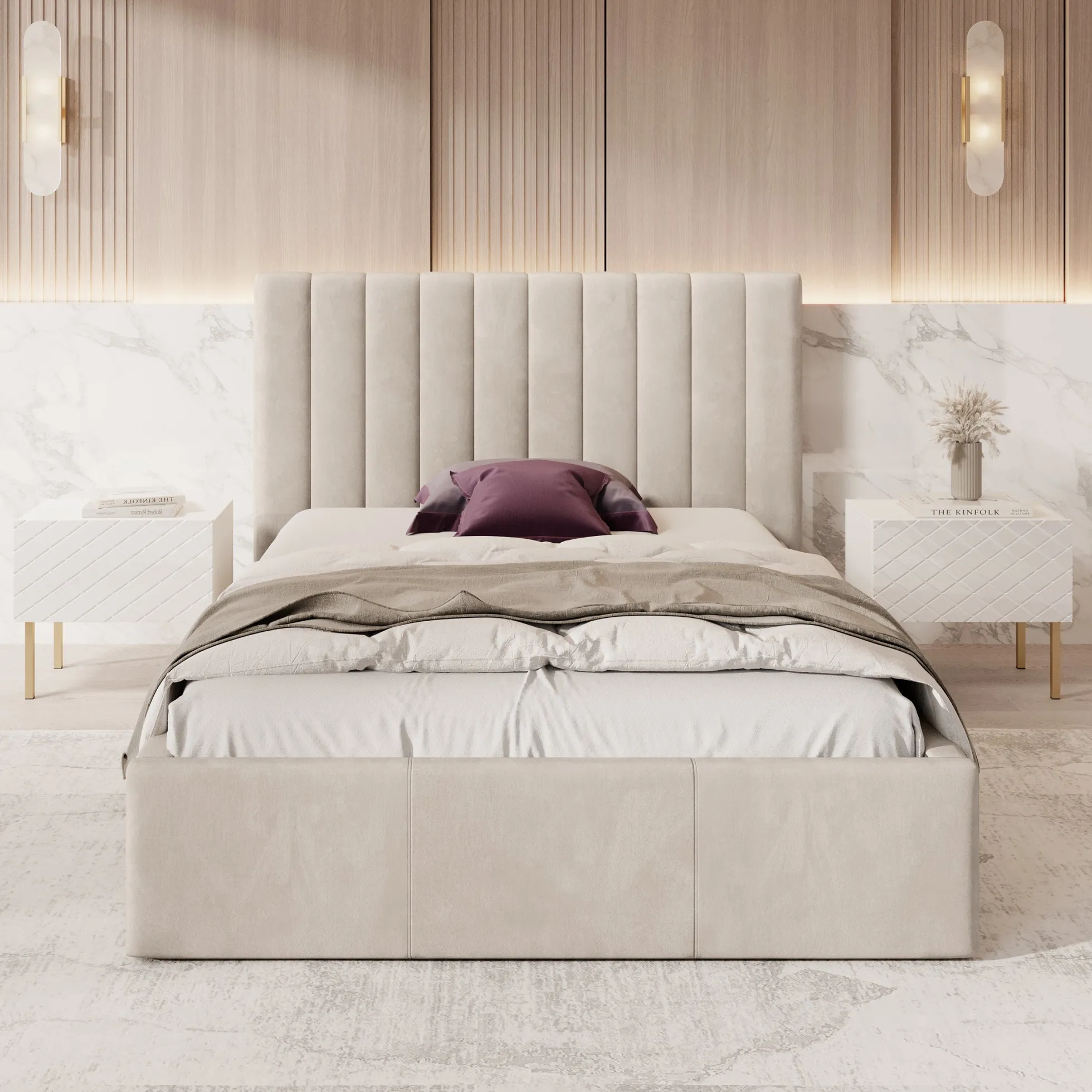 Chief - Tweepersoonsbed - Velvet beige - 140x200 cm