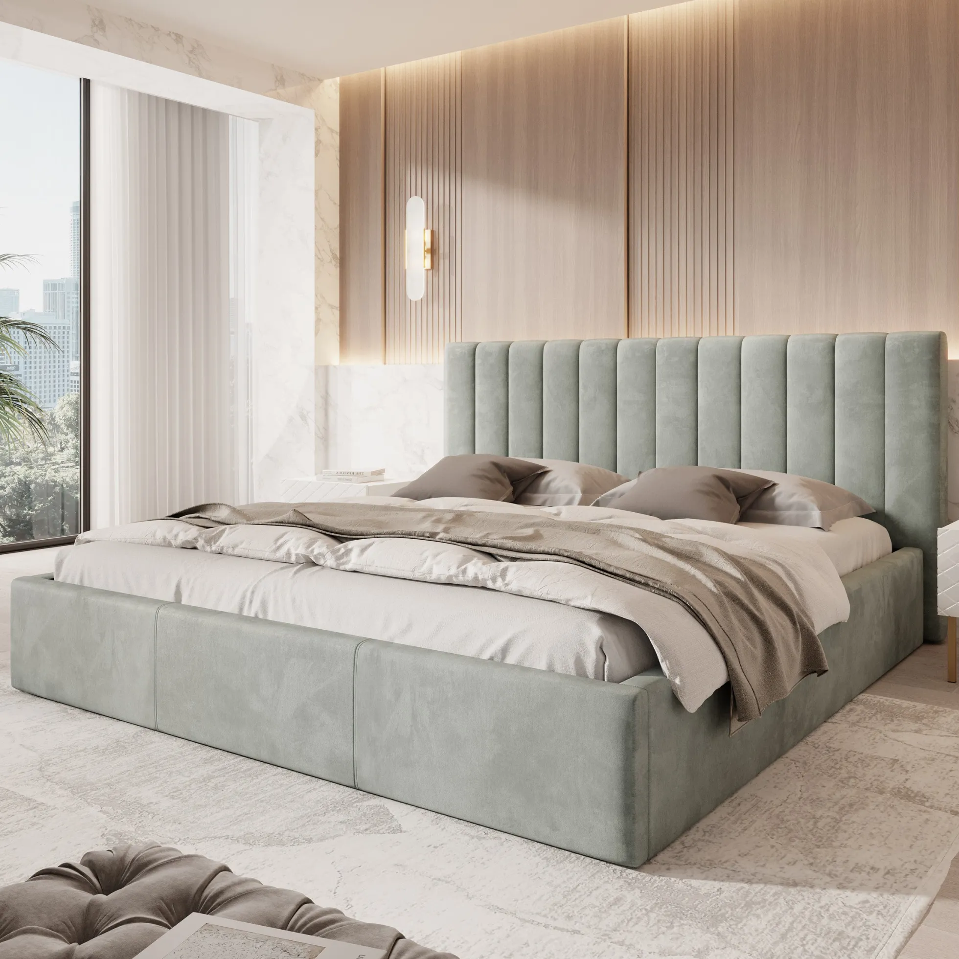 Chief - Tweepersoonsbed - Velvet grijs - 200x200 cm