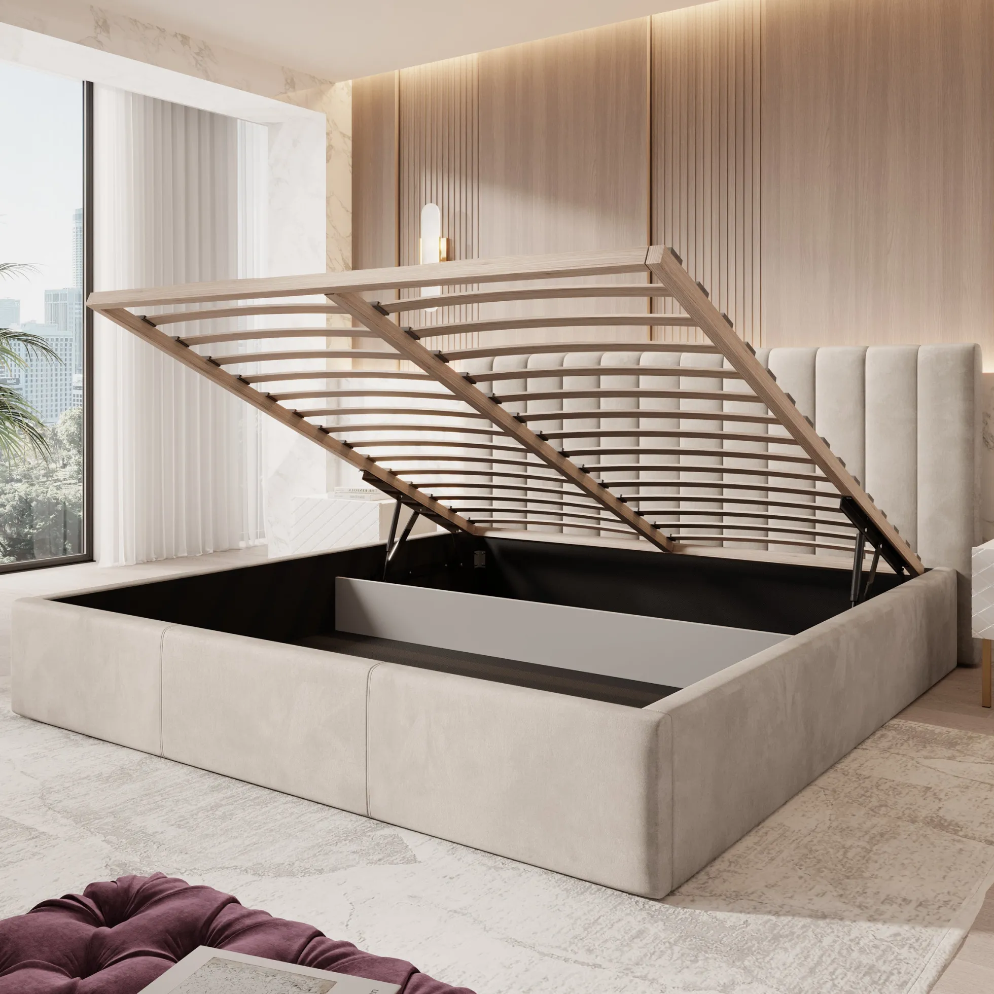 Chief - Tweepersoonsbed - Velvet beige - 200x200 cm