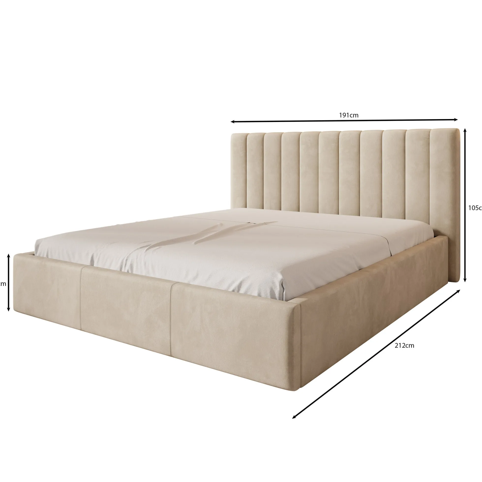 Chief - Tweepersoonsbed - Velvet grijs - 180x200 cm