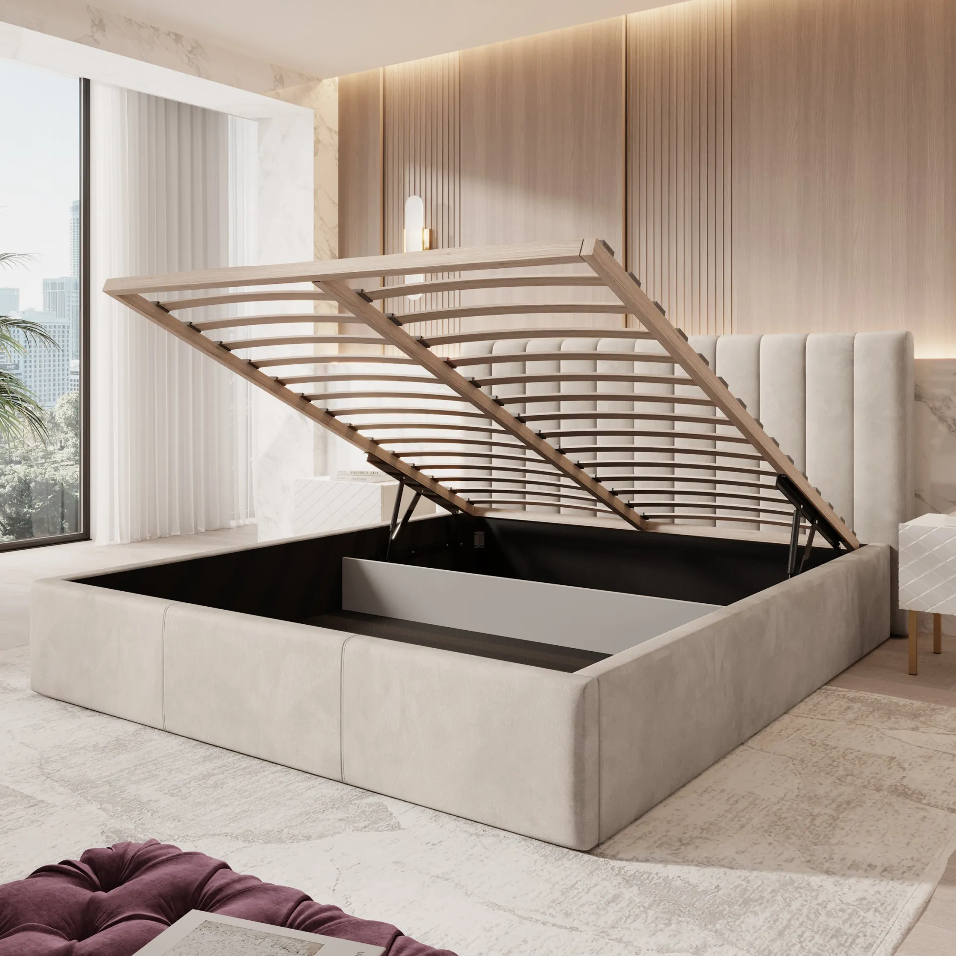 Chief - Tweepersoonsbed - Velvet beige - 180x200 cm