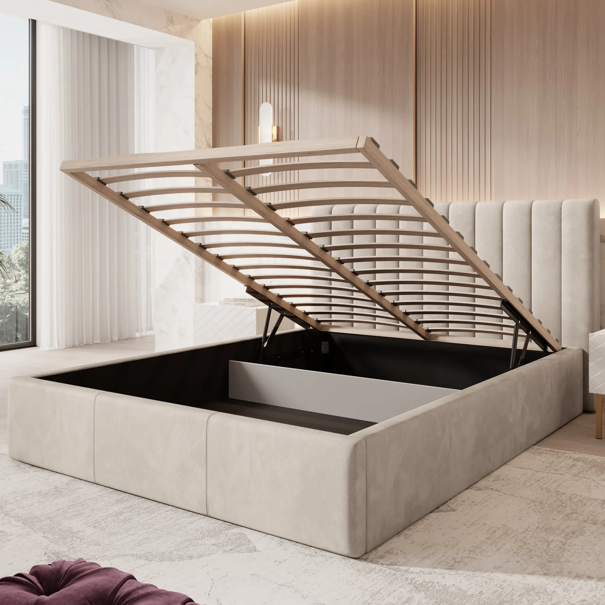 Chief - Tweepersoonsbed - Velvet beige - 160x200 cm