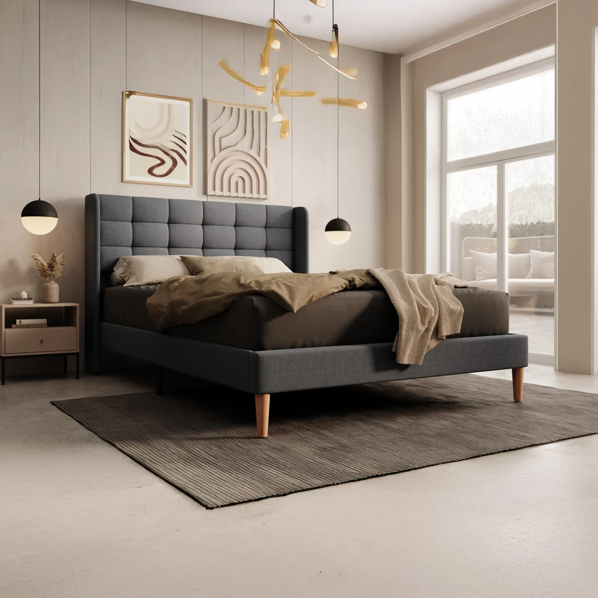 Christ - Tweepersoonsbed - Stof grijs - 140x200 cm