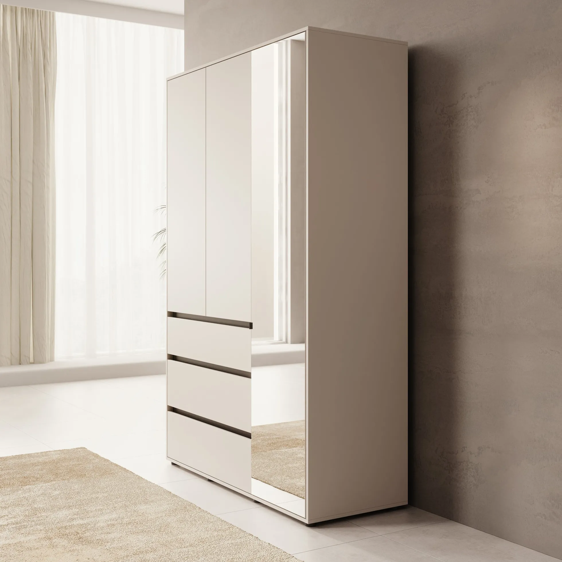Cirelle 2 - Kledingkast 3-deurs - Beige - 138x55x211 cm