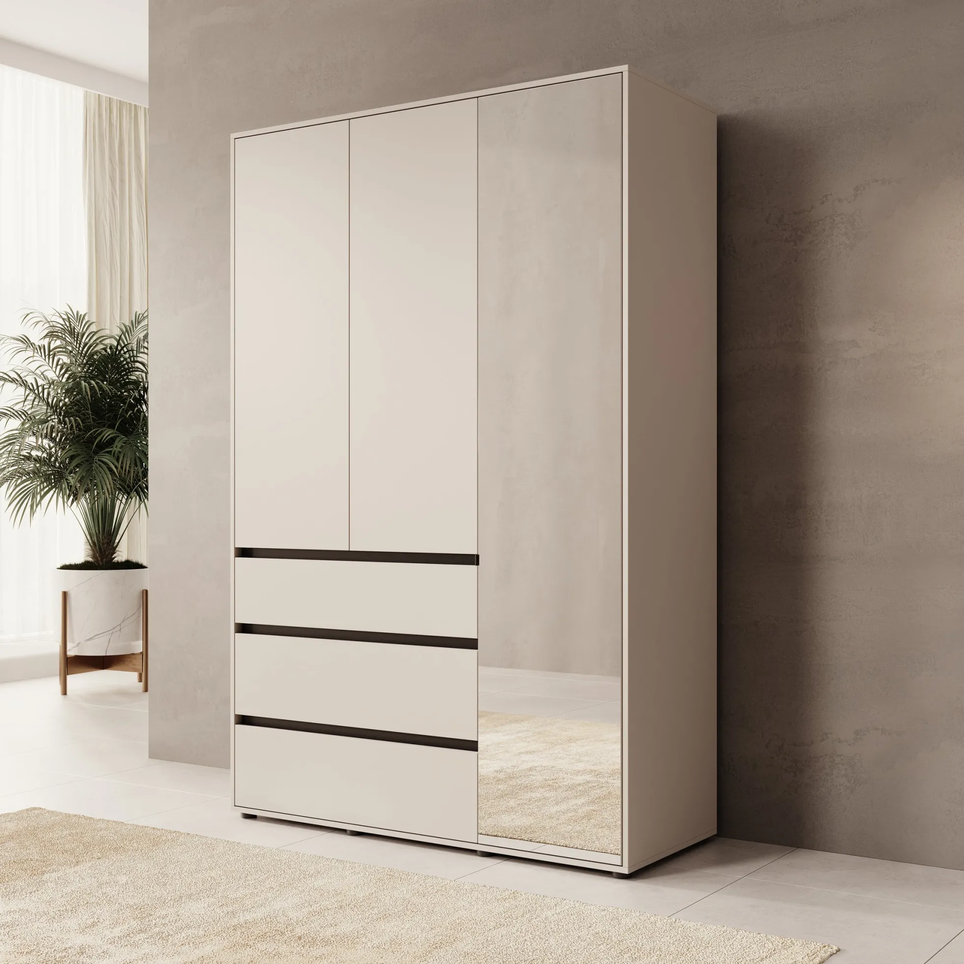 Cirelle 2 - Kledingkast 3-deurs - Beige - 138x55x211 cm