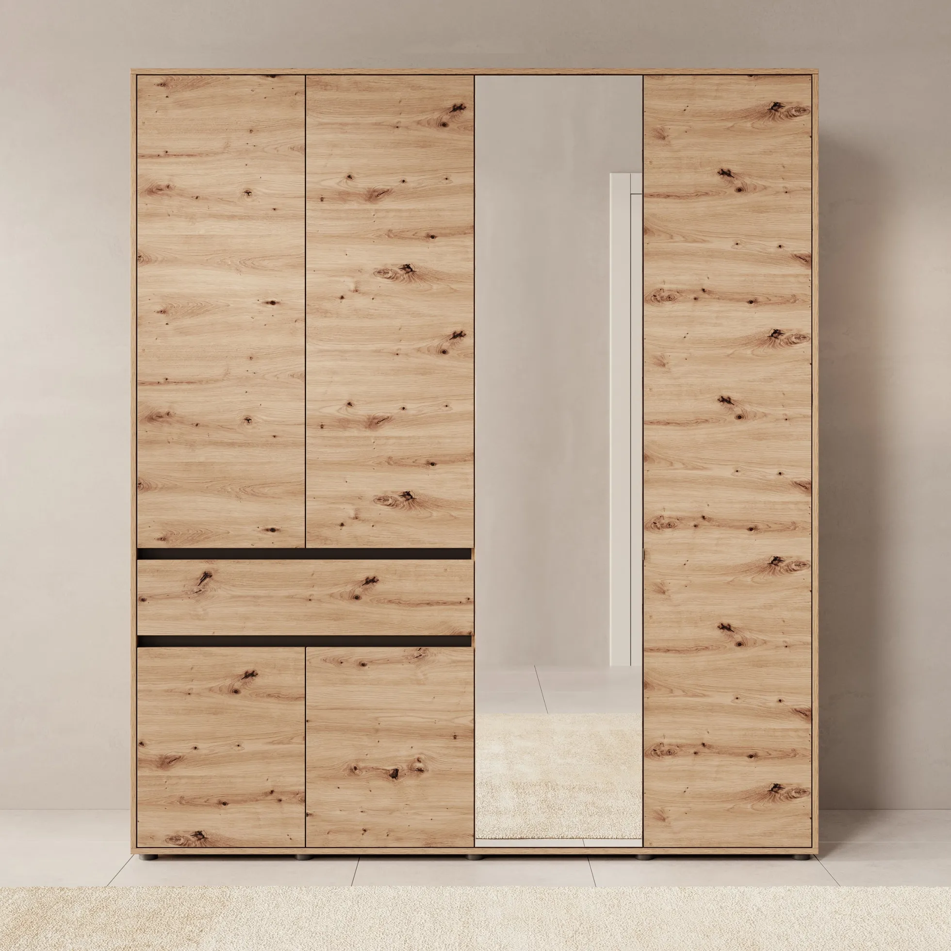 Cirelle 2 - Kledingkast met 6 deuren - Eikenpatroon - 183x55x211 cm