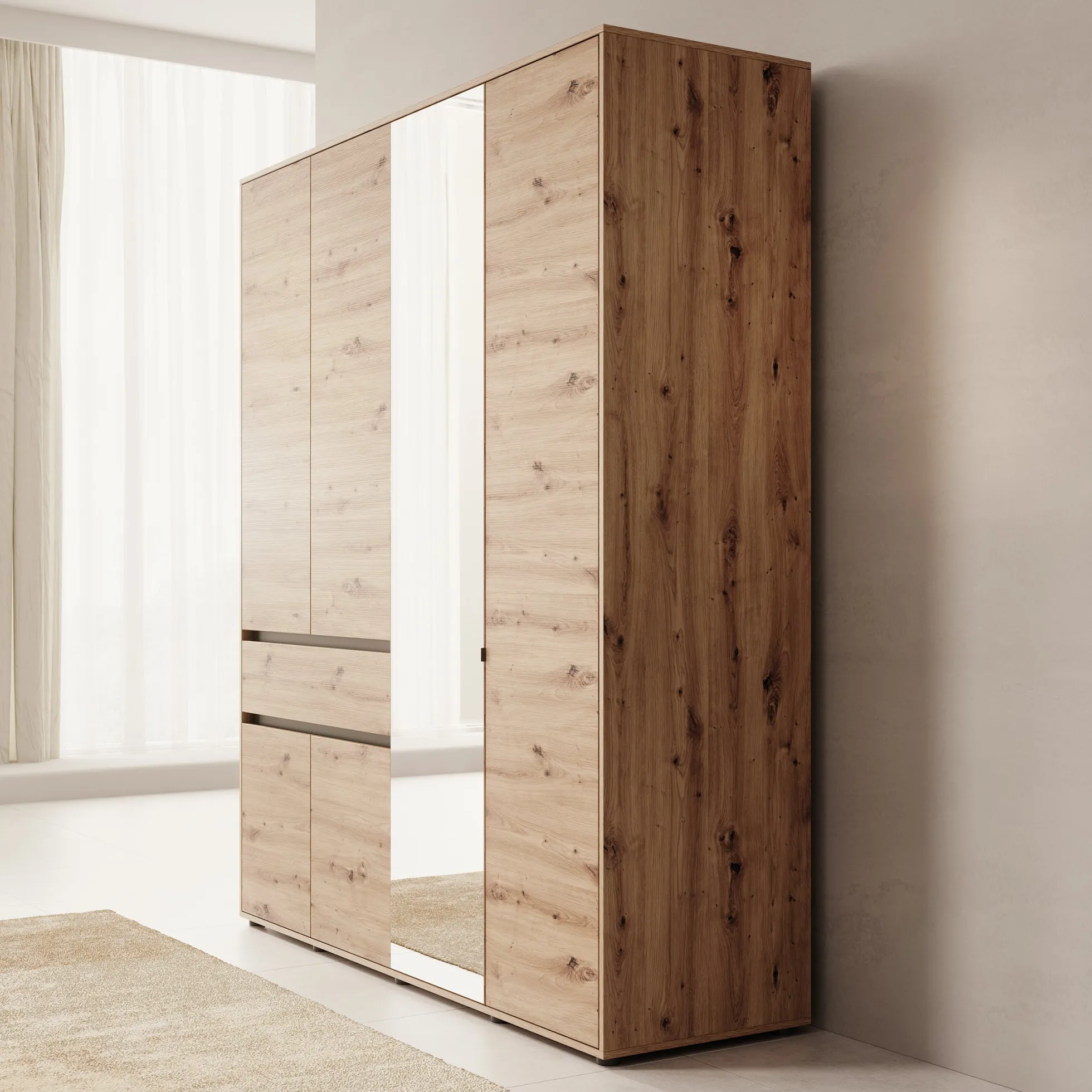 Cirelle 2 - Kledingkast met 6 deuren - Eikenpatroon - 183x55x211 cm