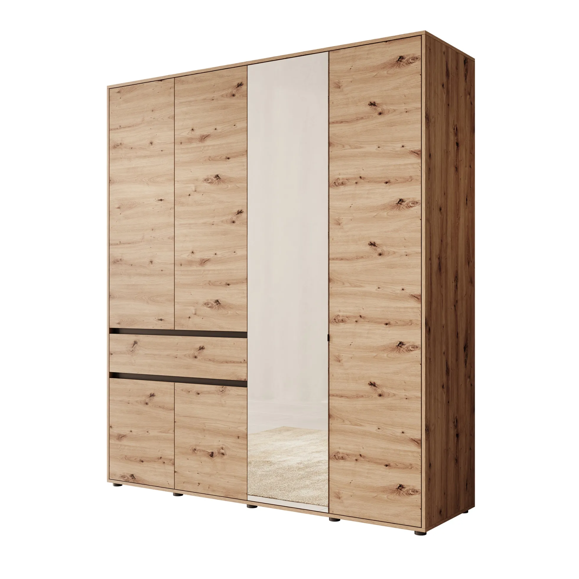 Cirelle 2 - Kledingkast met 6 deuren - Eikenpatroon - 183x55x211 cm
