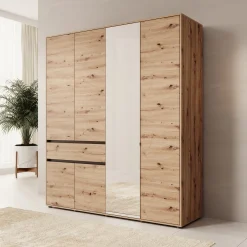 Cirelle 2 - Kledingkast met 6 deuren - Eikenpatroon - 183x55x211 cm