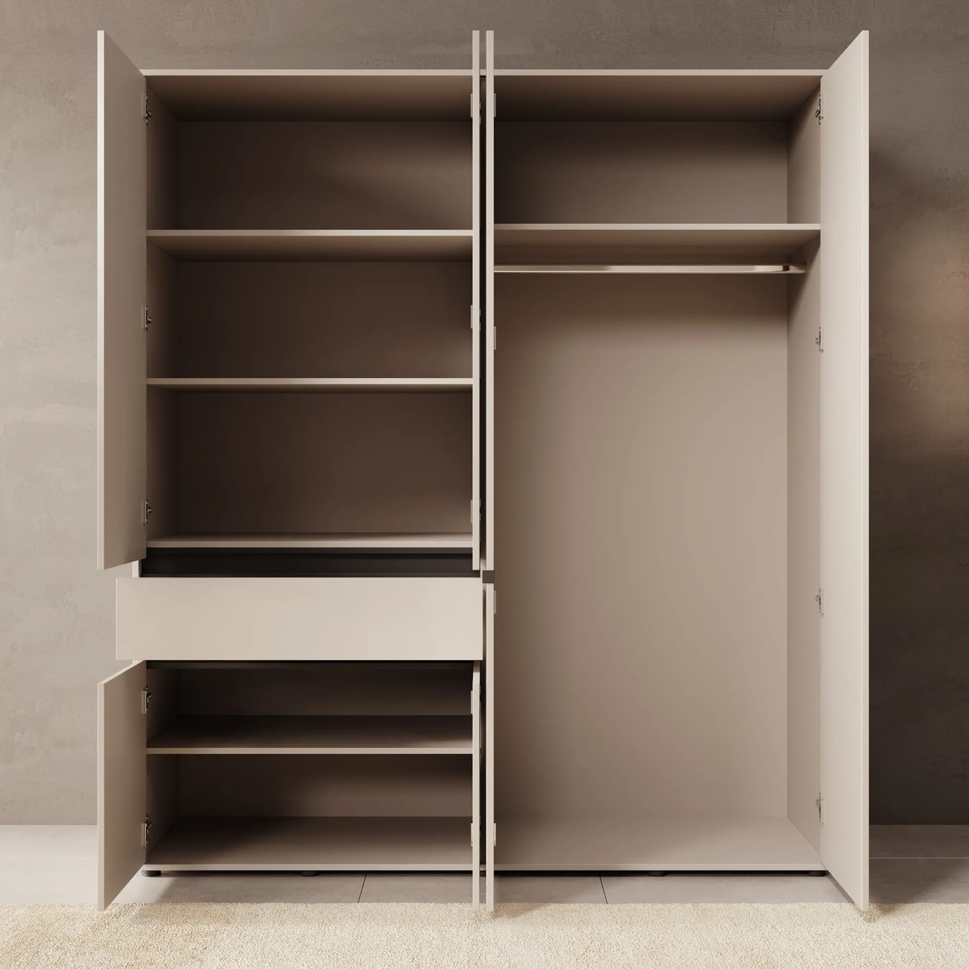 Cirelle 2 - Kledingkast met 6 deuren - Beige - 183x55x211 cm