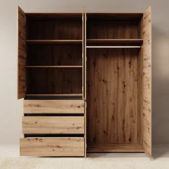 Cirelle - Kledingkast 4-deurs - Eikenpatroon - 183x55x211 cm