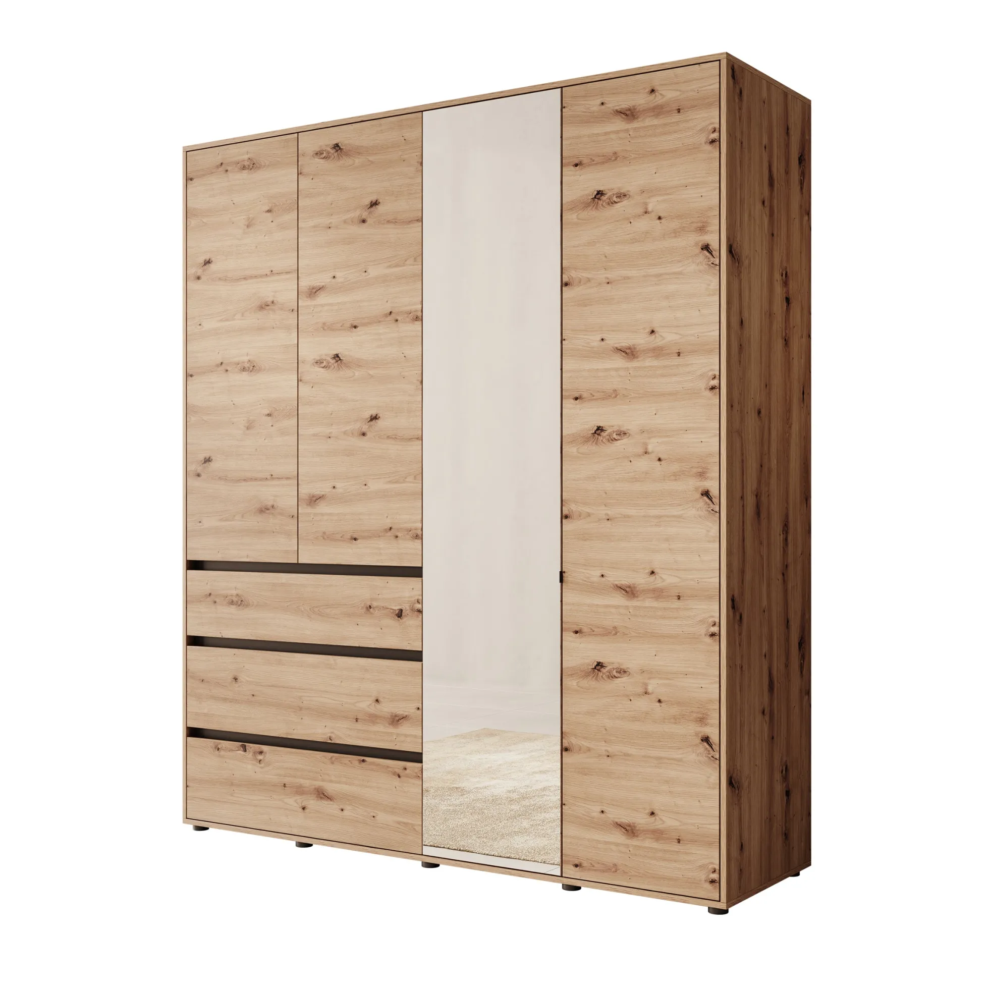 Cirelle - Kledingkast 4-deurs - Eikenpatroon - 183x55x211 cm