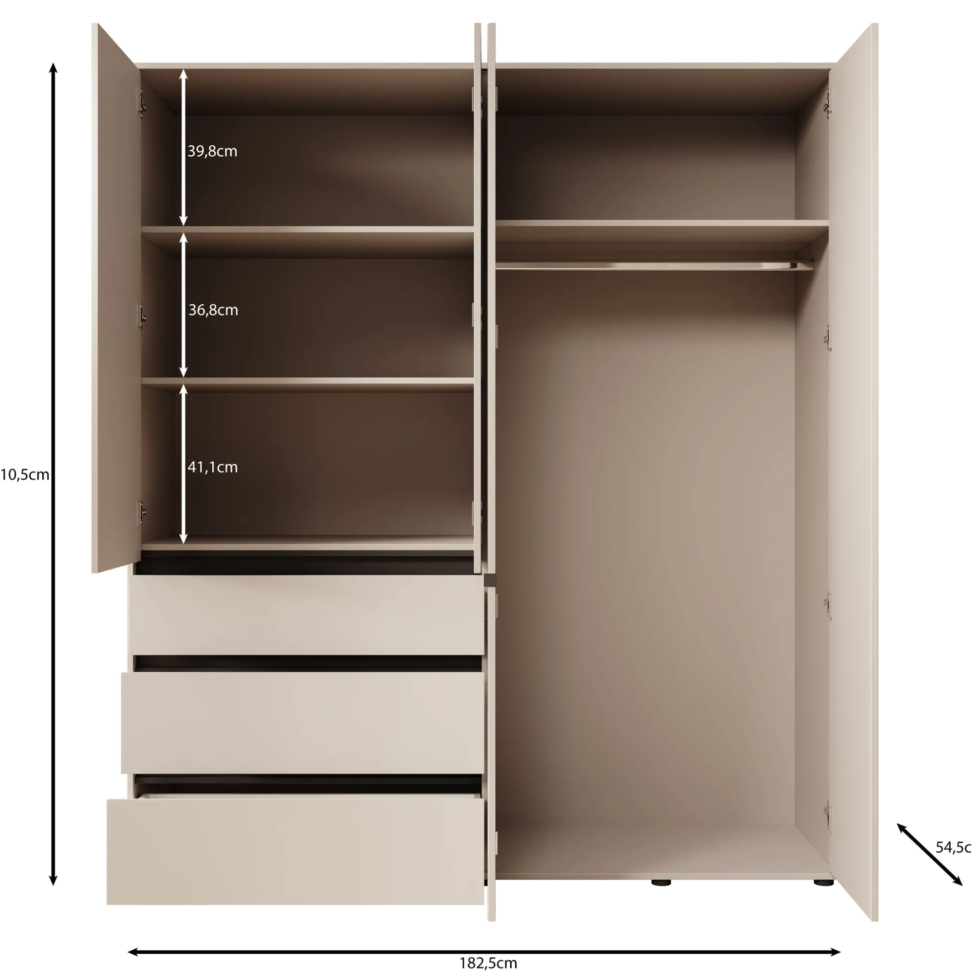 Cirelle - Kledingkast 4-deurs - Eikenpatroon - 183x55x211 cm