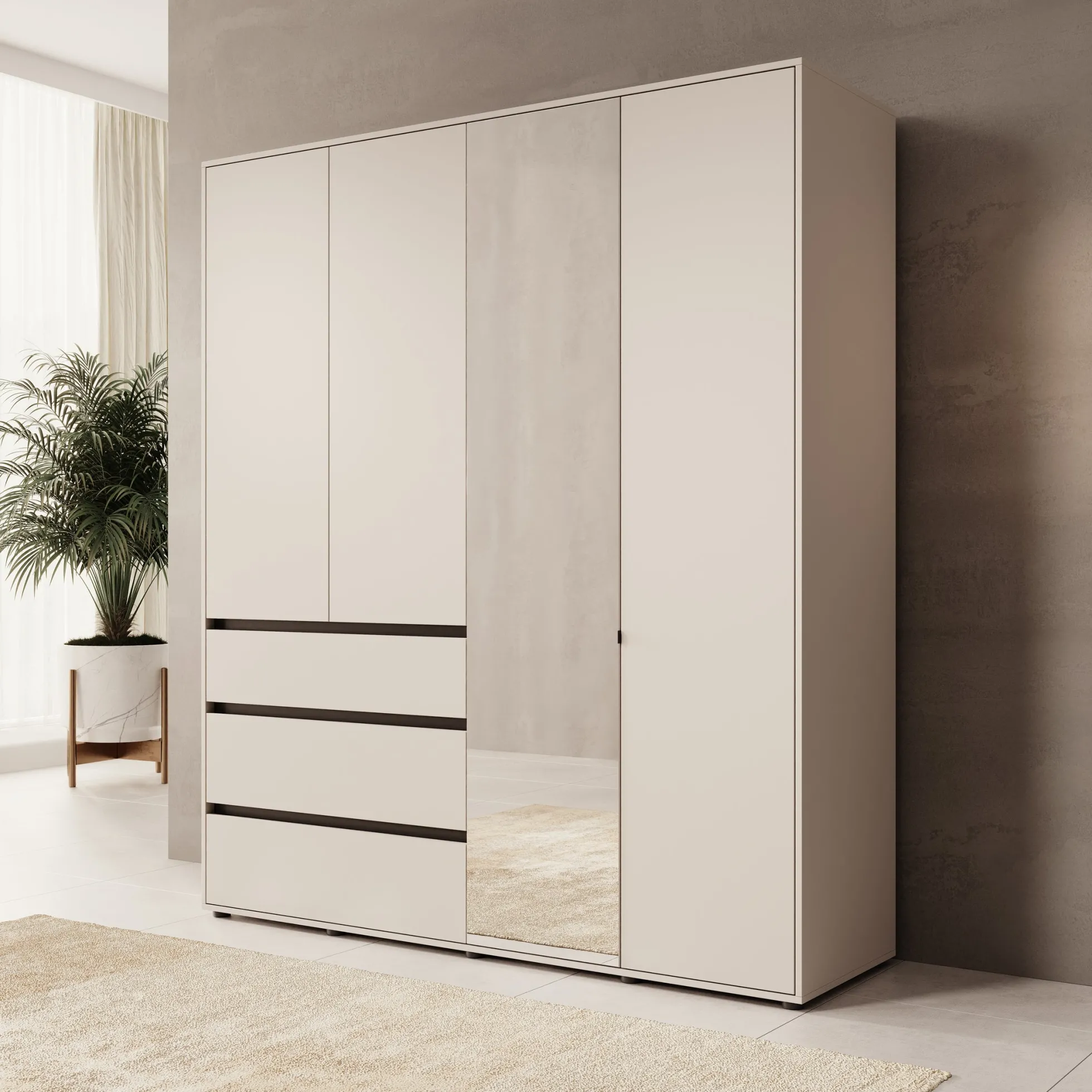 Cirelle - Kledingkast 4-deurs - Beige - 183x55x211 cm