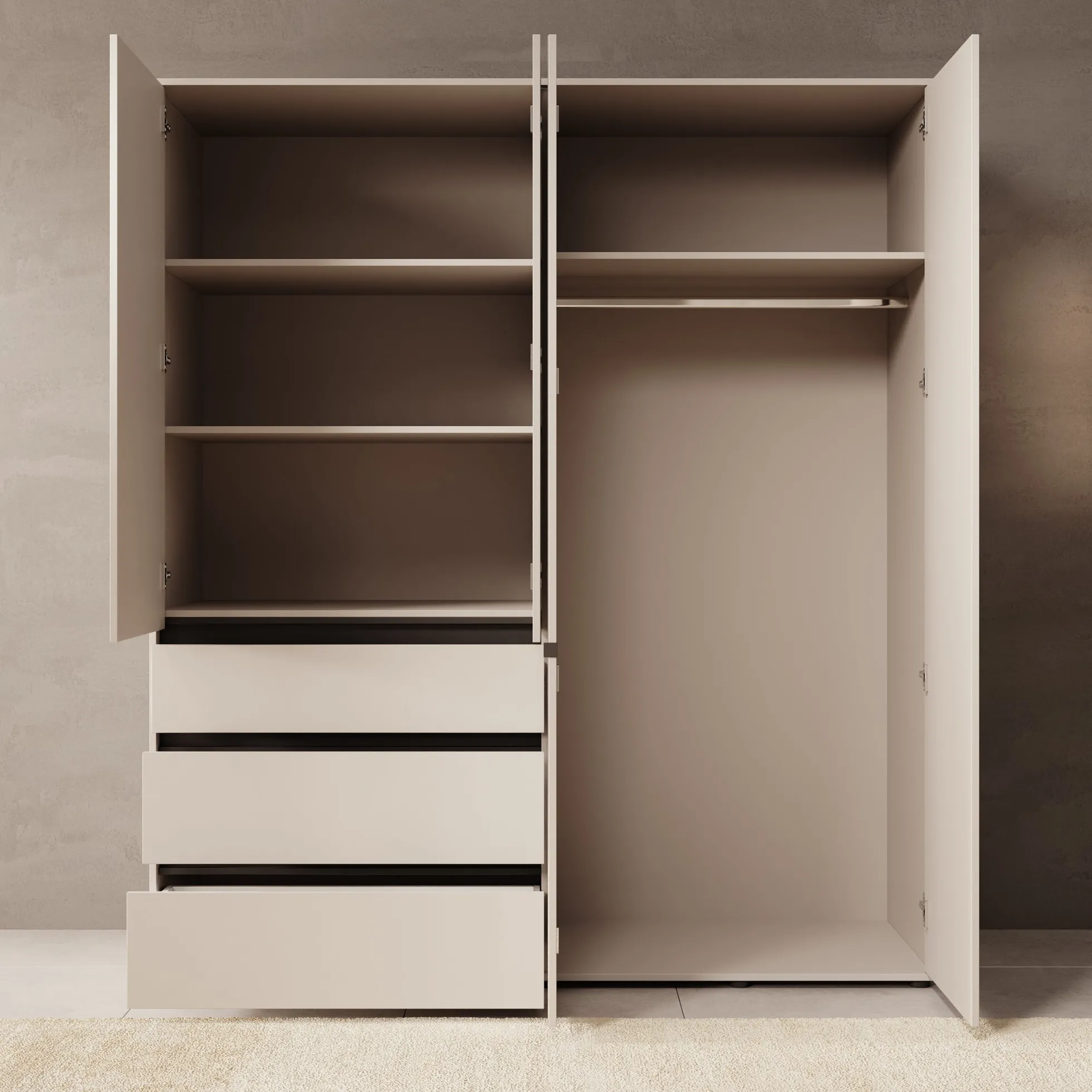 Cirelle - Kledingkast 4-deurs - Beige - 183x55x211 cm