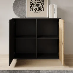 Clover - Dressoir - Eiken/Zwart - 96x34x82 cm