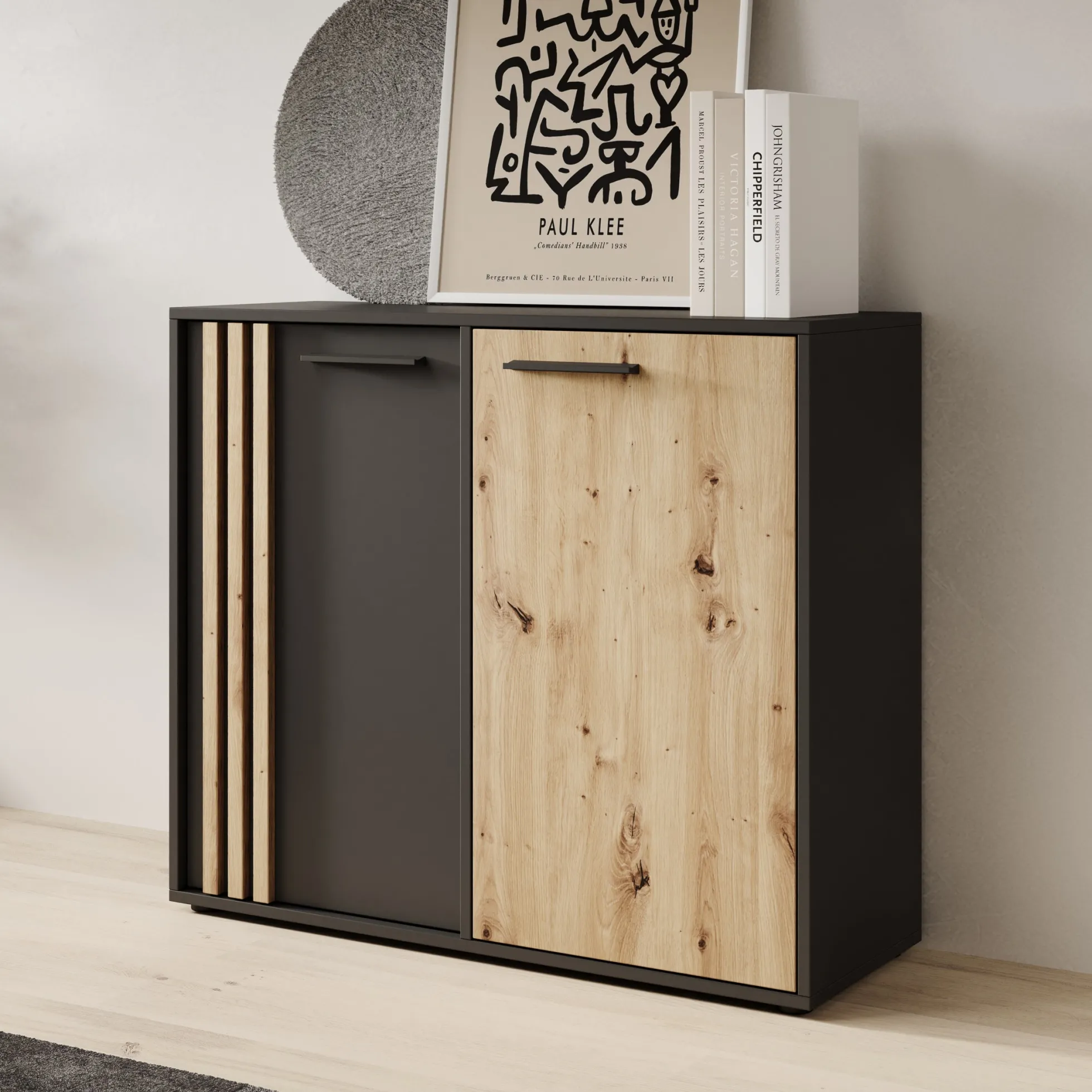 Clover - Dressoir - Eiken/Zwart - 96x34x82 cm