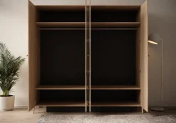 Cody - Kledingkast 4-deurs - Eiken - 220x60x216 cm