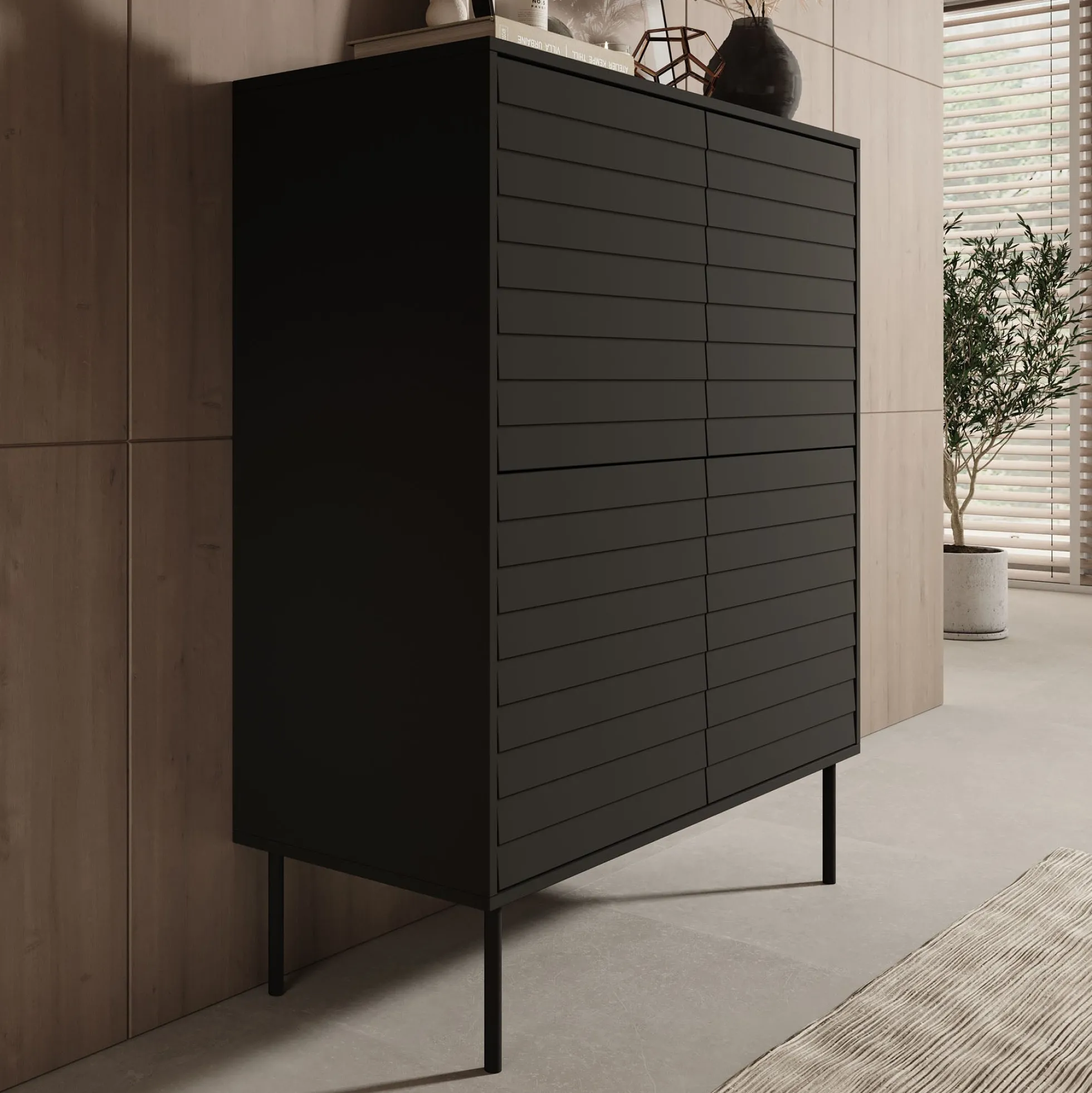 Cordoba - Dressoir - Zwart - 102x40x118 cm