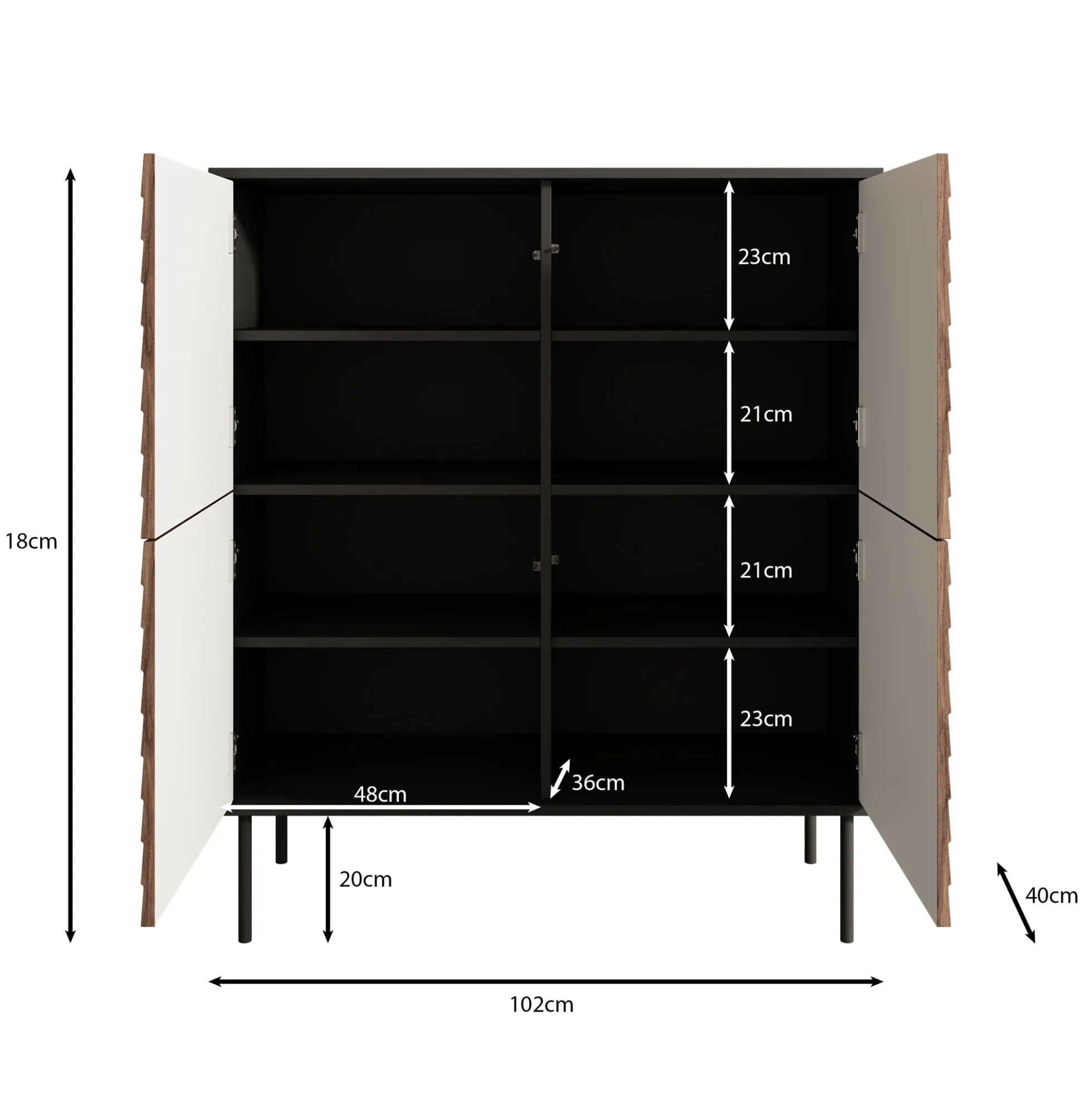 Cordoba - Dressoir - Zwart - 102x40x118 cm
