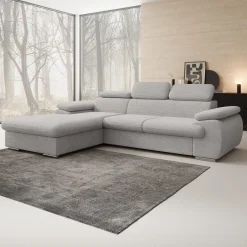 Cordoba - Hoekbank 3-zits met chaise longue - Ribstof grijs - Links