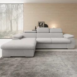 Cordoba - Hoekbank 3-zits met chaise longue - Ribstof grijs - Links