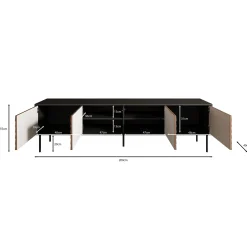 Cordoba - TV-Meubel met 4 deuren - Eiken - 200x40x55 cm