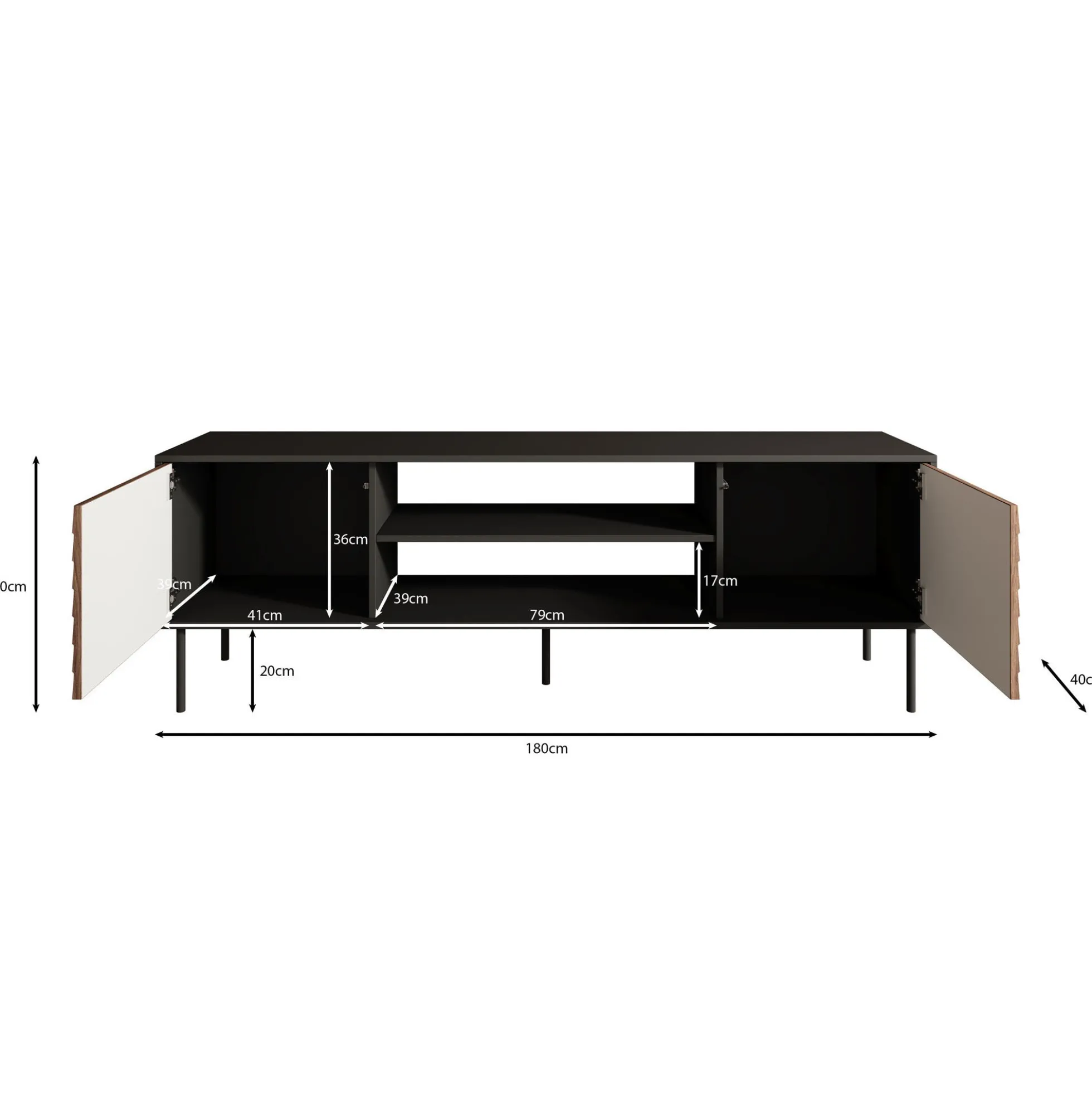 Cordoba - TV-Meubel met 2 deuren - Eiken - 180x40x182 cm