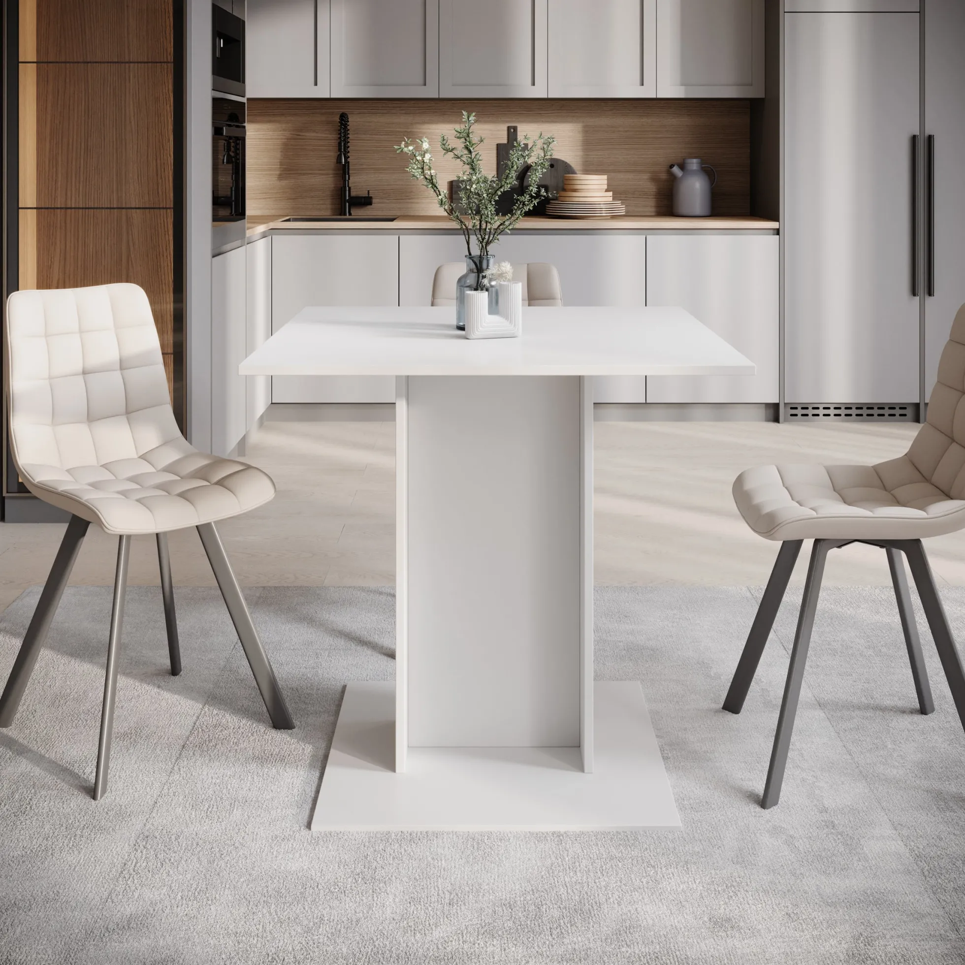 Cova - Eetkamertafel - Wit - 80x80x76 cm