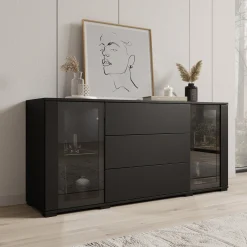 Cres - Dressoir - Zwart - 150x40x70 cm