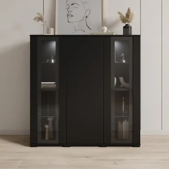 Cres - Dressoir - Zwart - 120x40x122 cm