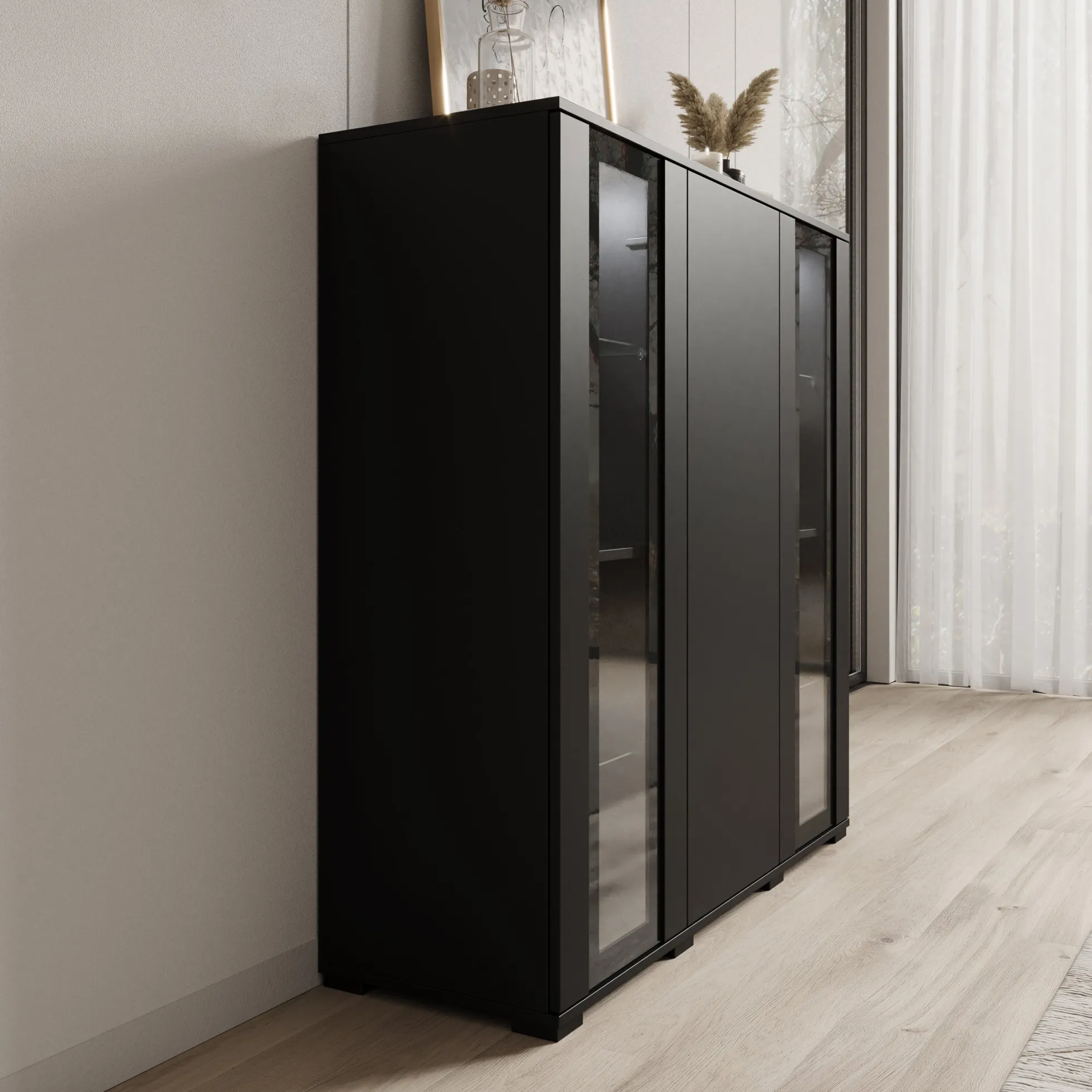 Cres - Dressoir - Zwart - 120x40x122 cm