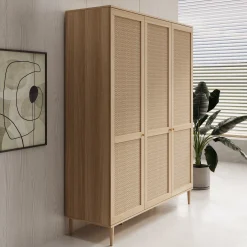 Crimson - Kledingkast met 3 deuren - Eiken - 165x52x208 cm