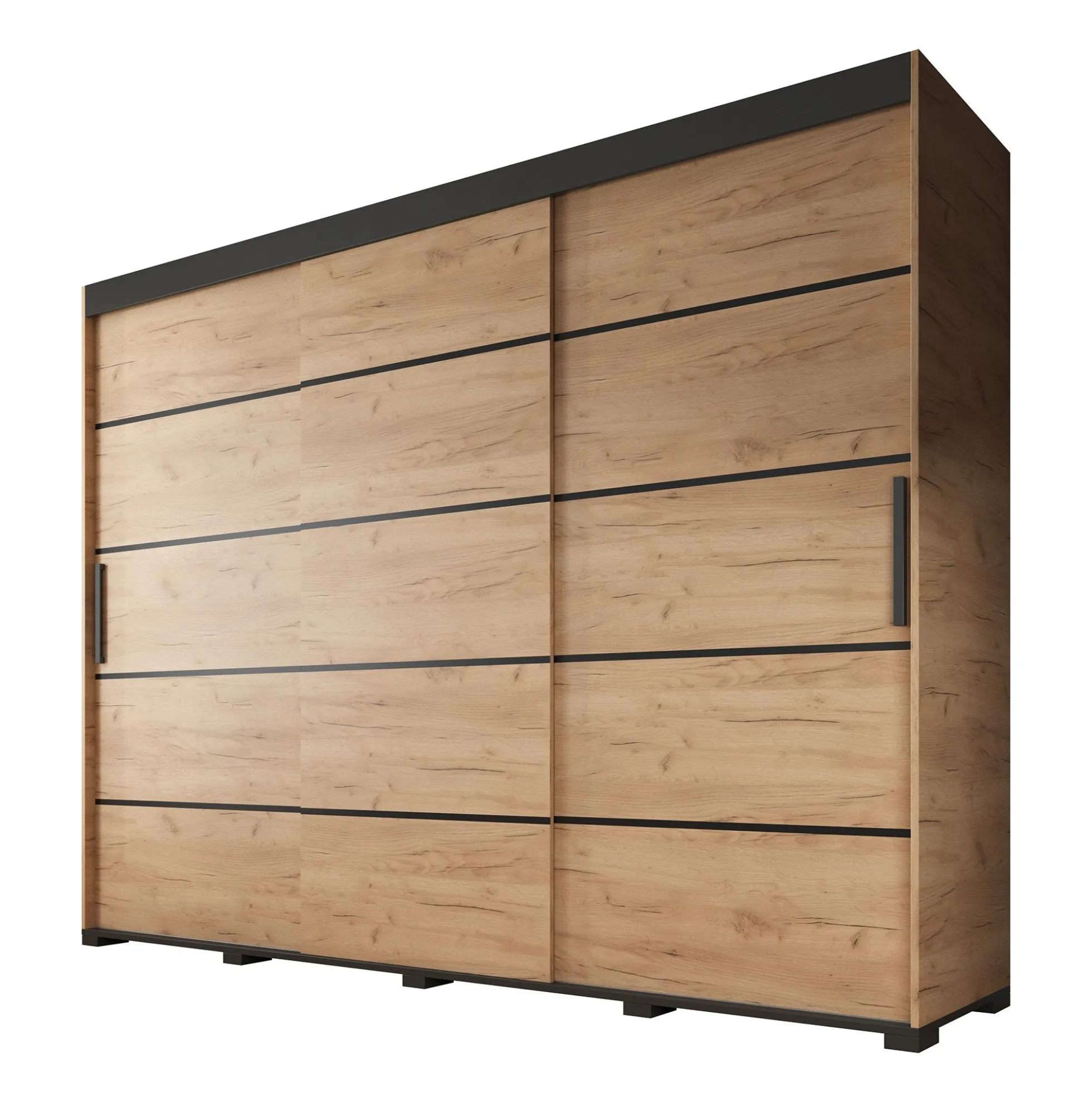 Crown - Kledingkast met schuifdeuren - Eiken - 250x62x195 cm