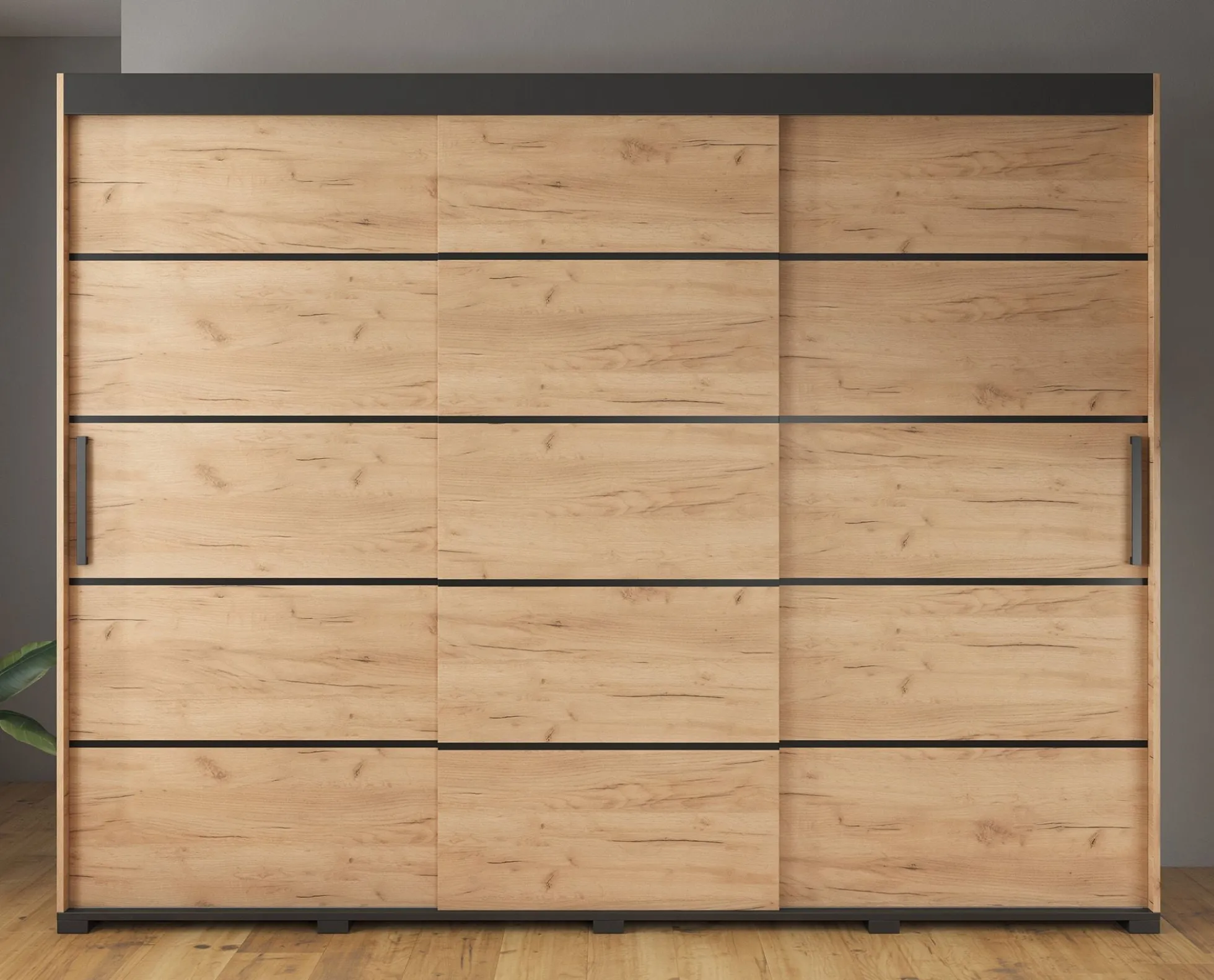 Crown - Kledingkast met schuifdeuren - Eiken - 250x62x195 cm