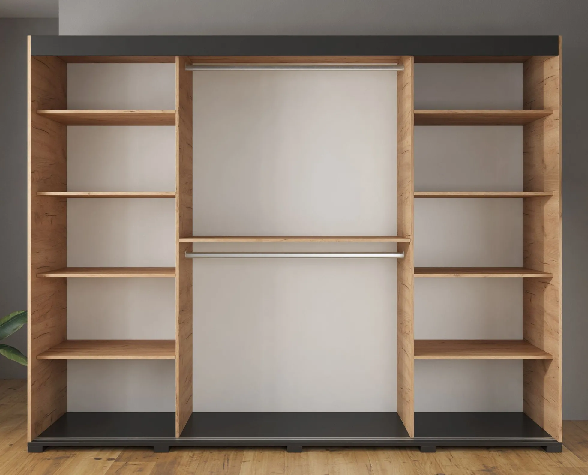 Crown - Kledingkast met schuifdeuren - Eiken - 250x62x195 cm