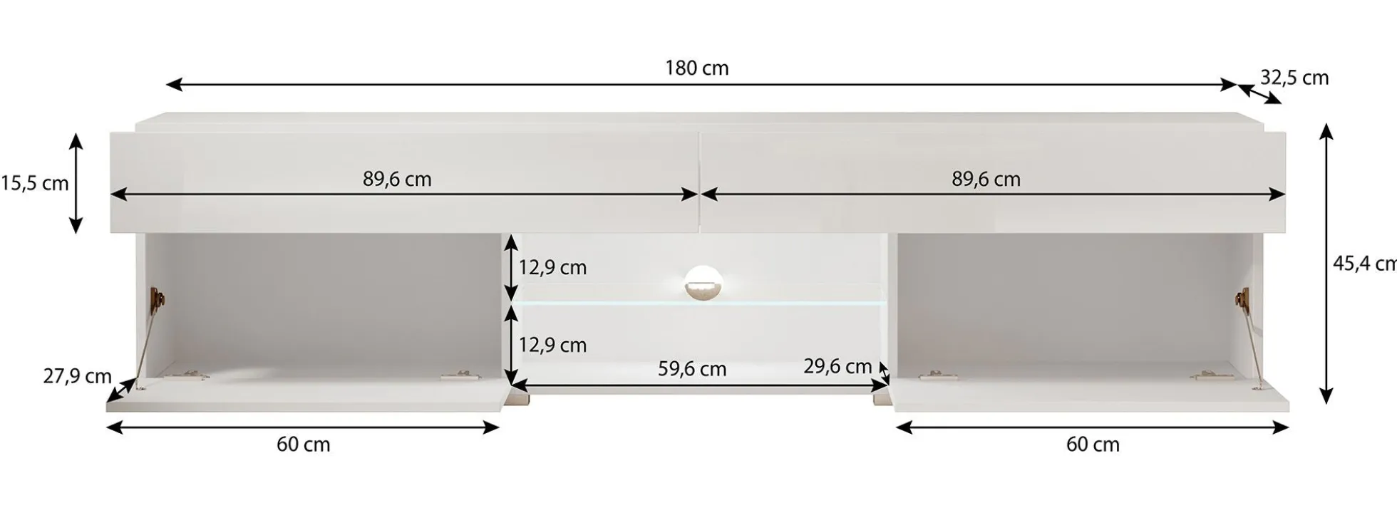 Cruise - TV-Meubel met verlichting - Wit - 180 cm