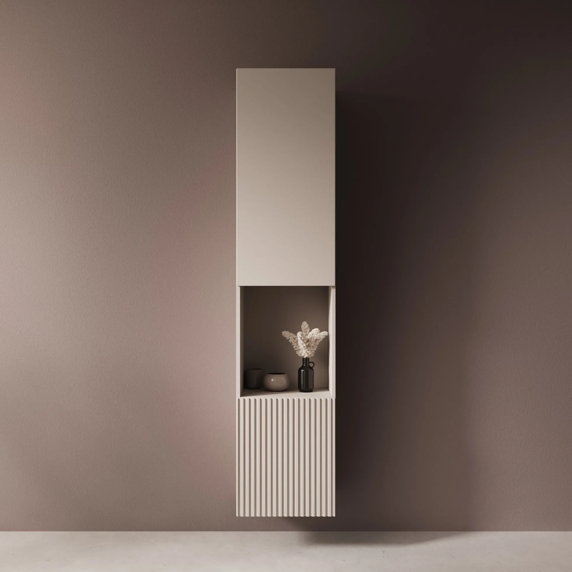 Cruzar 2 - Vitrinekast - Beige - 40x30x180 cm
