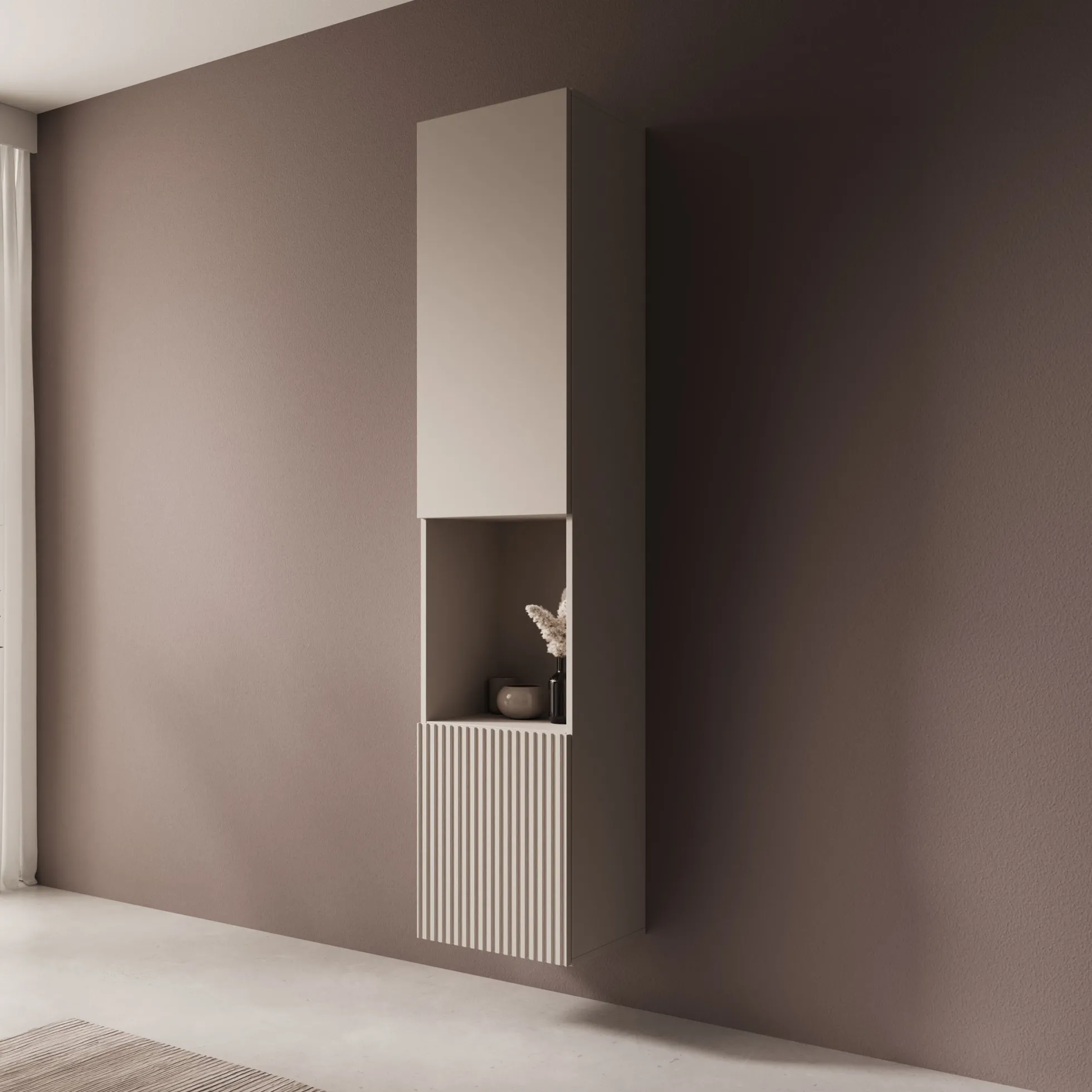 Cruzar 2 - Vitrinekast - Beige - 40x30x180 cm