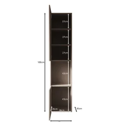 Cruzar 2 - Vitrinekast - Zwart/Eiken - 40x30x180 cm