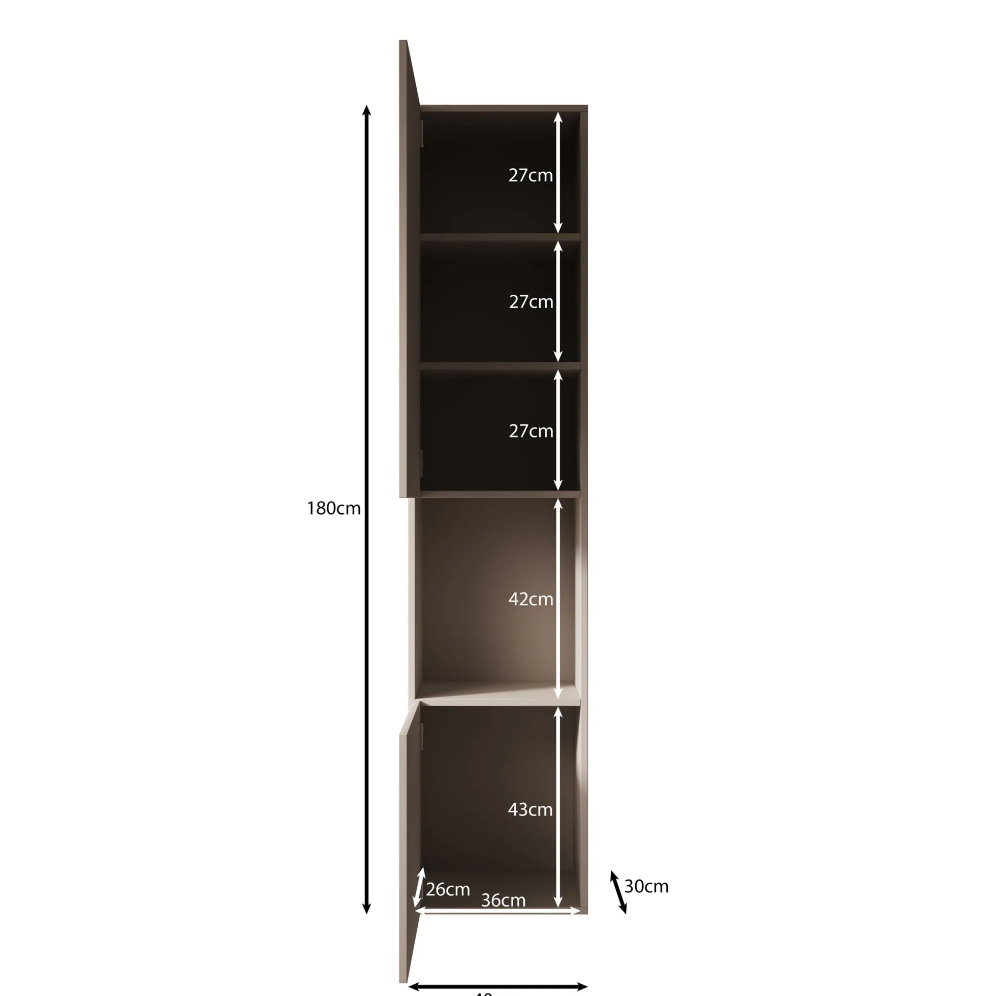 Cruzar 2 - Vitrinekast - Zwart/Eiken - 40x30x180 cm
