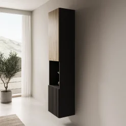 Cruzar 2 - Vitrinekast - Zwart/Eiken - 40x30x180 cm