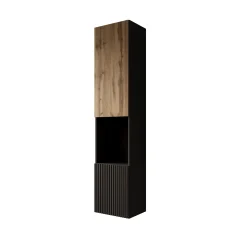 Cruzar 2 - Vitrinekast - Zwart/Eiken - 40x30x180 cm