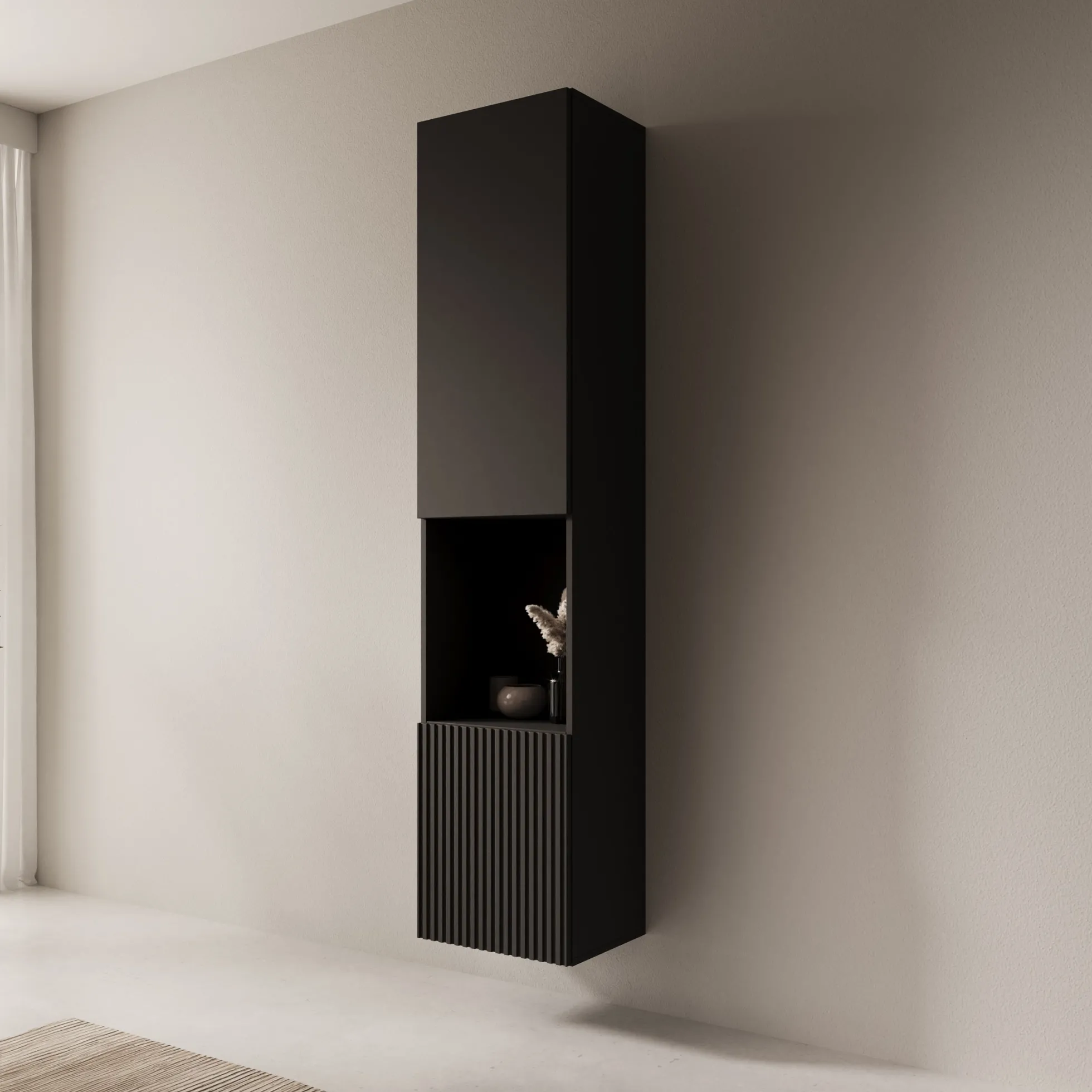 Cruzar 2 - Vitrinekast - Zwart - 40x30x180 cm