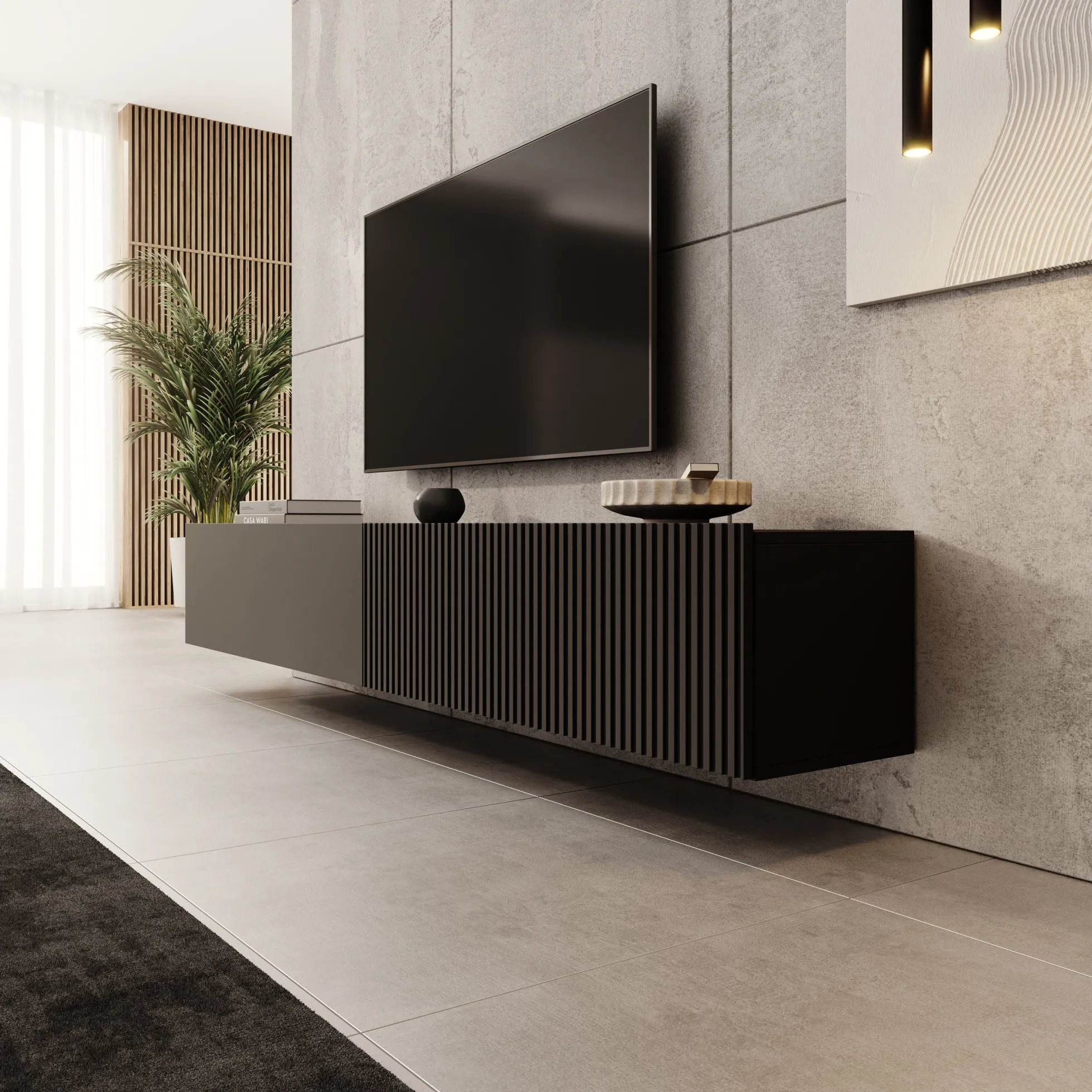 Cruzar - TV-Meubel - Zwart - 200x30x31 cm