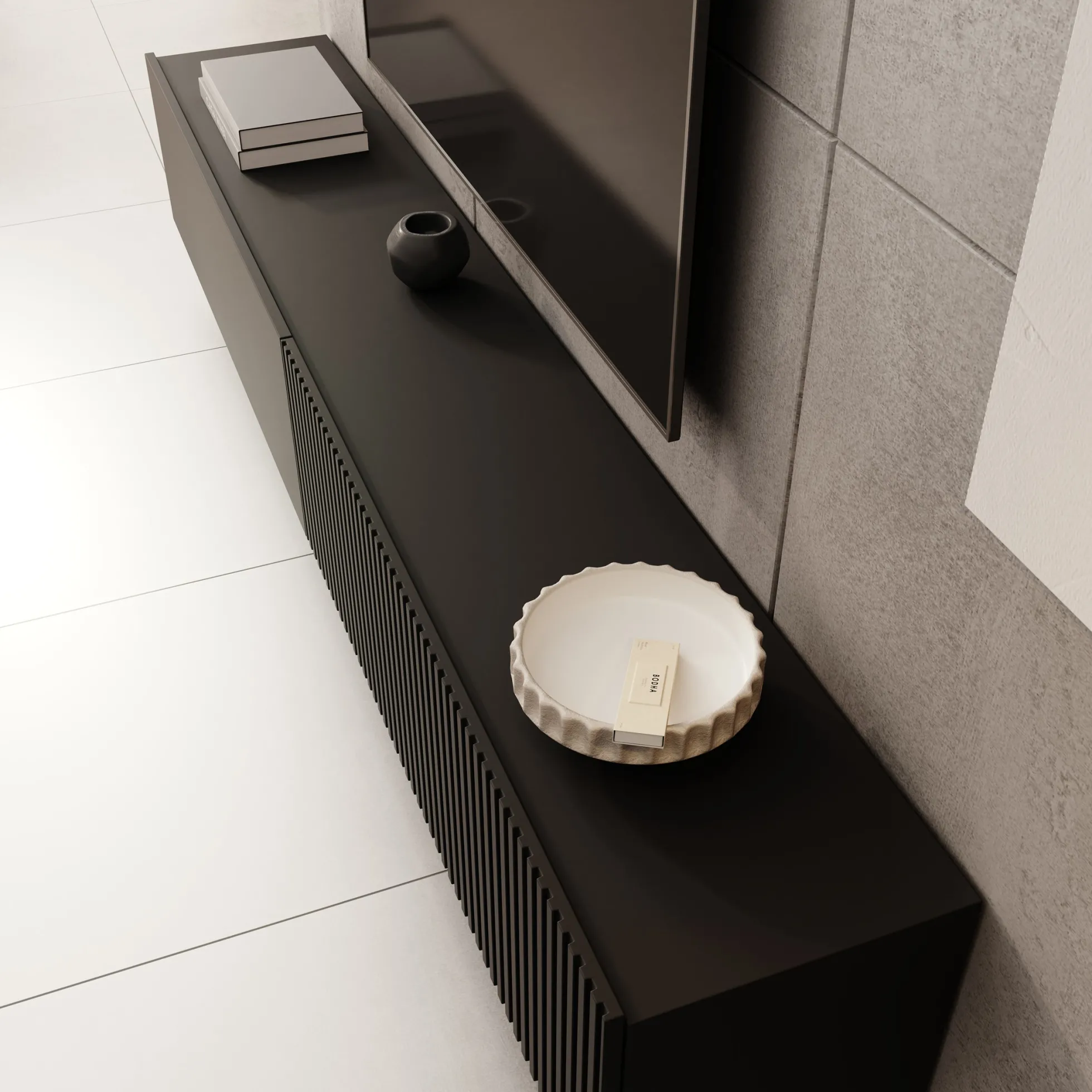 Cruzar - TV-Meubel - Zwart - 200x30x31 cm