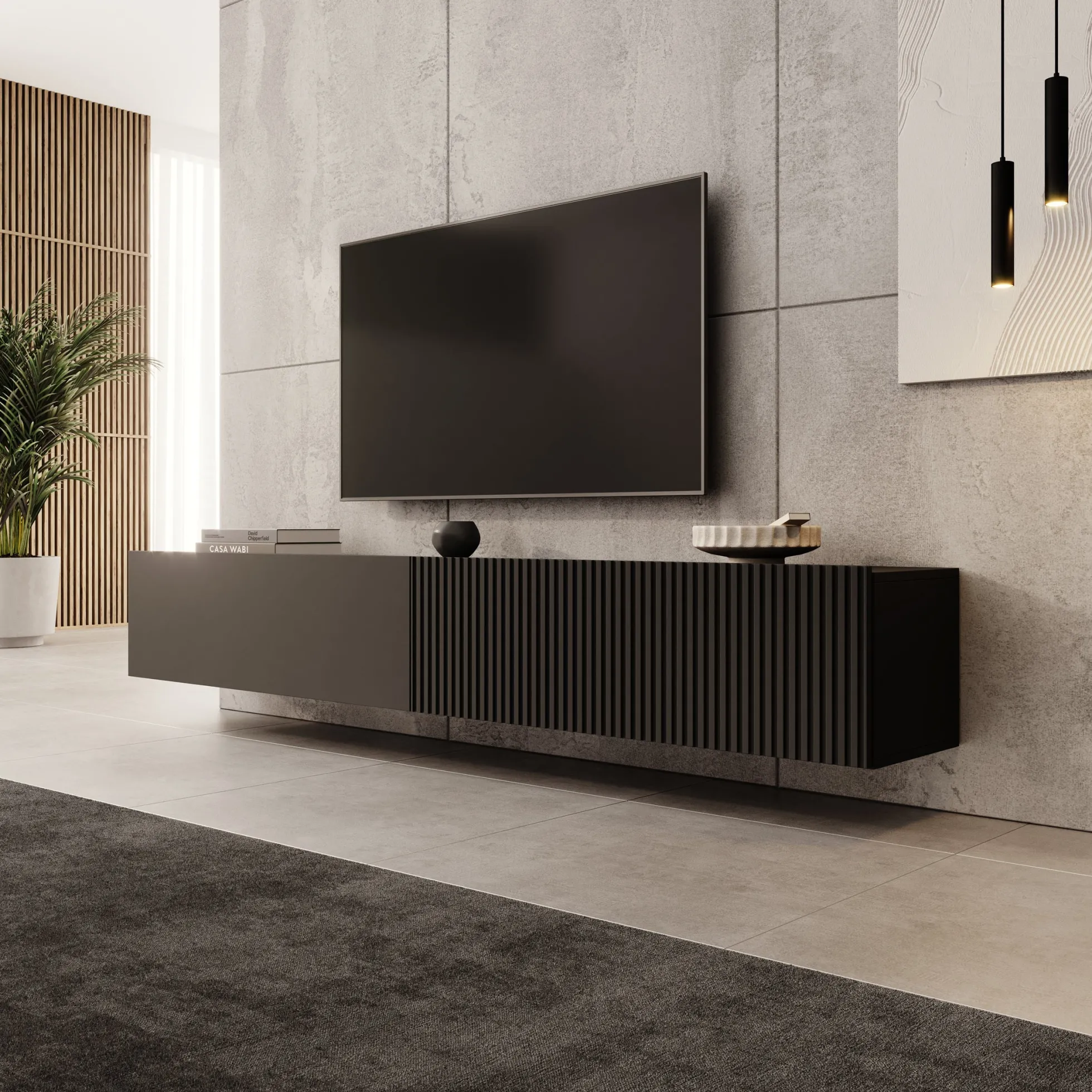 Cruzar - TV-Meubel - Zwart - 200x30x31 cm