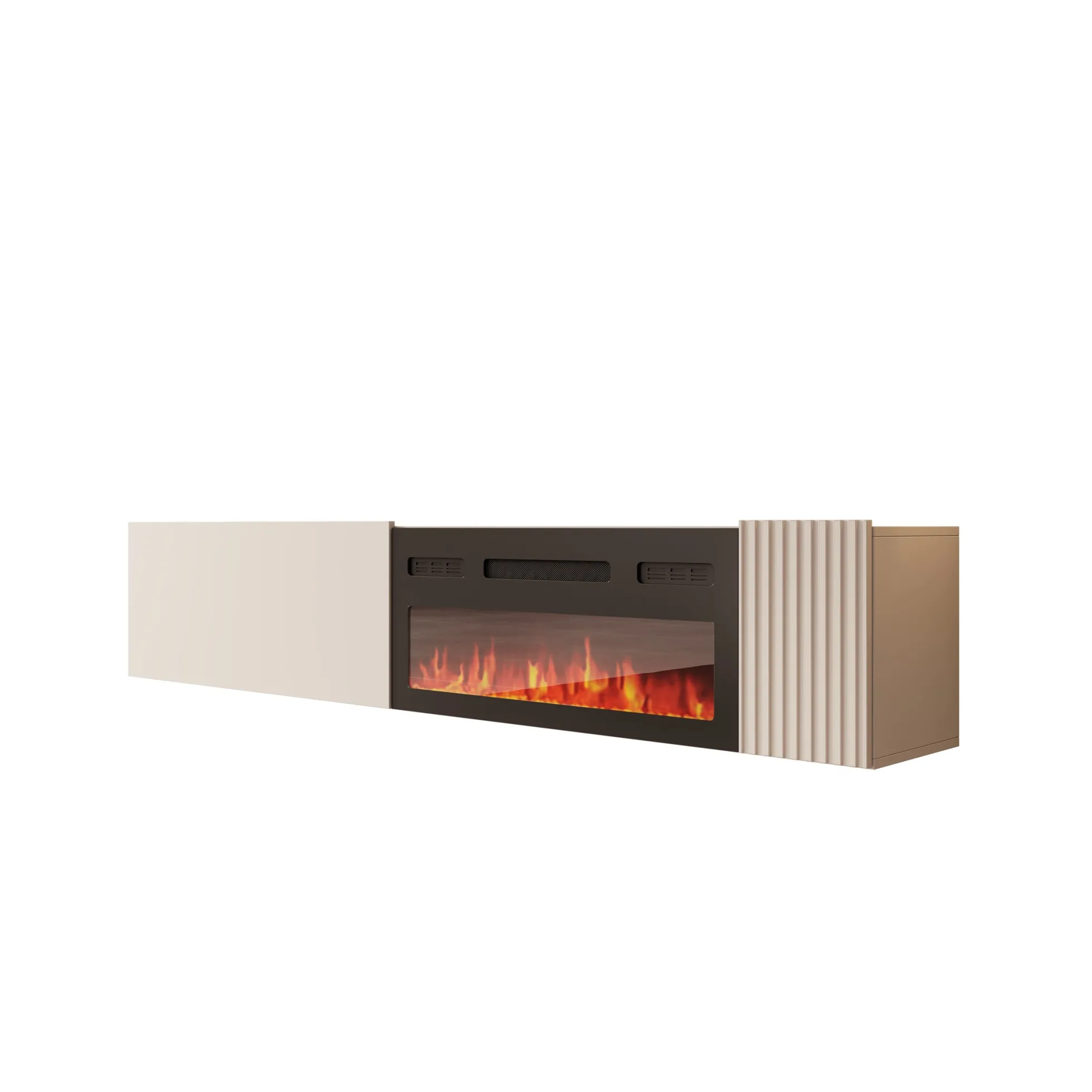 Cruzar - TV-Meubel met sfeerhaard - Beige - 200x30x38 cm
